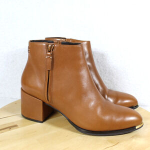 Cole Haan Ankle Boots Womens 8 Brown Leather Grand Zip Booties Comfort Shoe